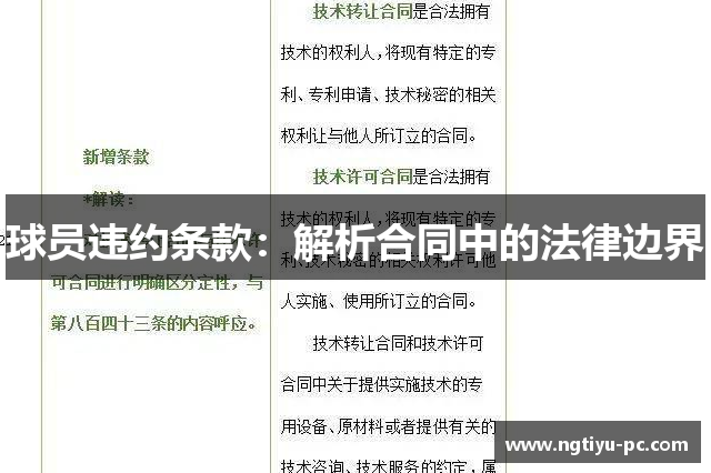 球员违约条款：解析合同中的法律边界